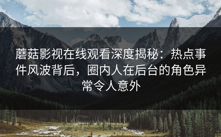 蘑菇影视在线观看深度揭秘:热点事件风波背后,圈内人在后台的角色异常令人意外