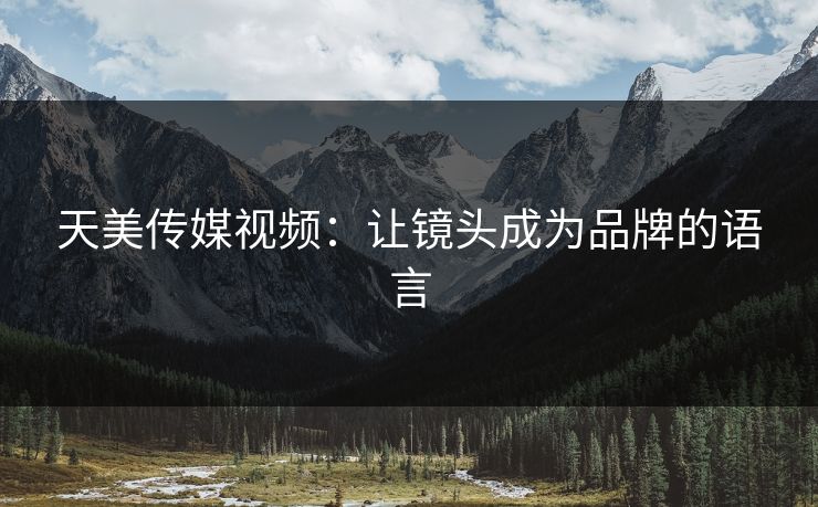 天美传媒视频:让镜头成为品牌的语言