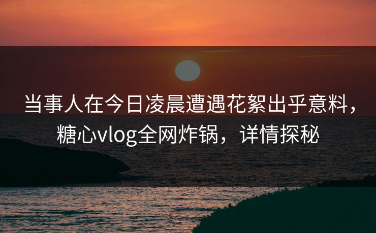 当事人在今日凌晨遭遇花絮出乎意料,糖心vlog全网炸锅,详情探秘 当事人在今日凌晨遭遇花絮出乎意料,糖心vlog全网炸锅,详情探秘