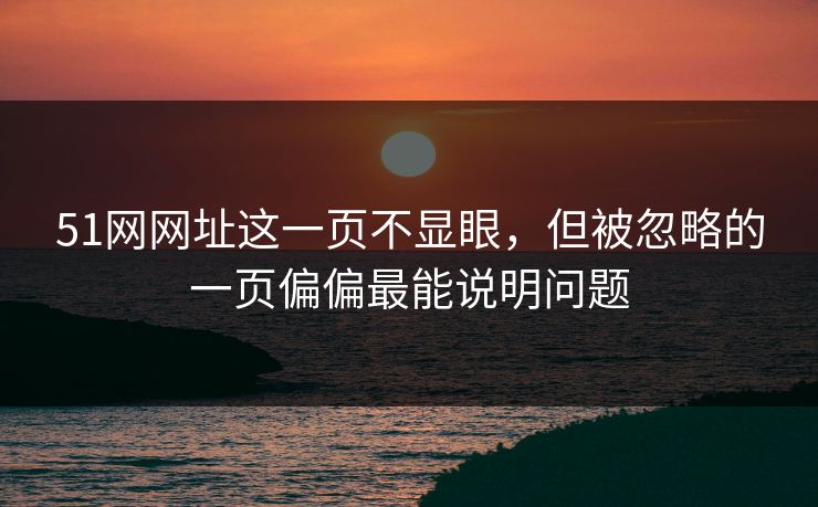 51网网址这一页不显眼，但被忽略的一页偏偏最能说明问题